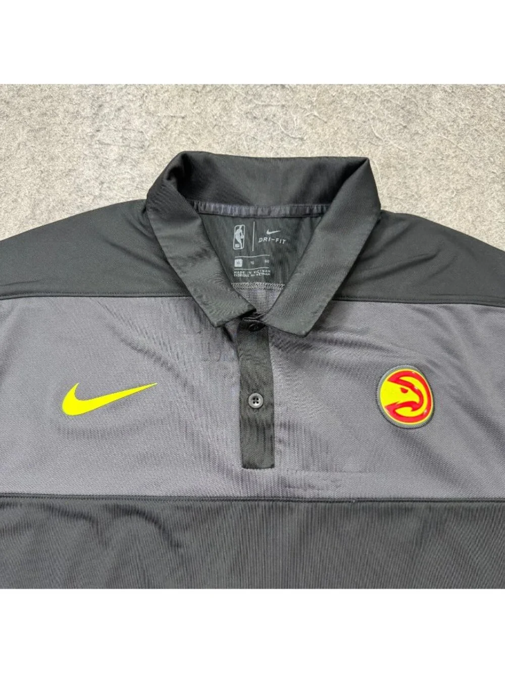 Atlanta Hawks Nike Polo Shirt Men XL Black Gray Performance Stretch DRI-FIT